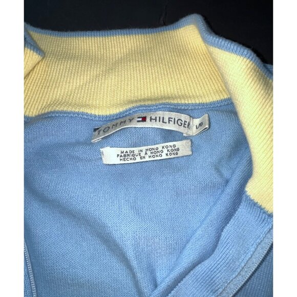 Tommy Hilfiger Light Blue Quarter Zip Pullover Sweater Top L/S Womens Sz L - Picture 6 of 9